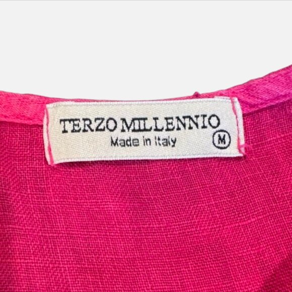 Terzo Millennio Linen Pink Crocheted Lace Trim Made In Italy Blouse (Size M) - Picture 11 of 14